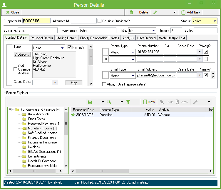 screenshot of AdvantageNFP Fundraiser